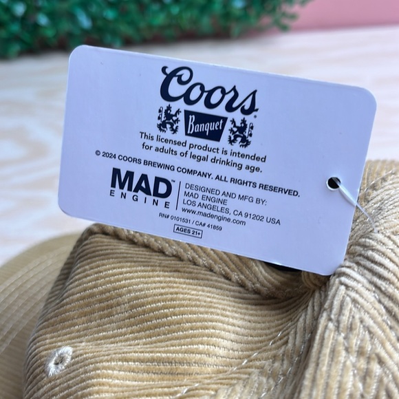 COORS Banquet Vintage-Retro Style Corduroy Hat Cap Classic Beige Mountains Logo - Picture 8 of 9